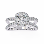 Cushion Cut Lab Diamond Split Shank Engagement Ring