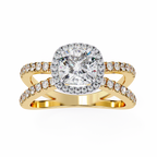 Cushion Cut Lab Diamond Split Shank Engagement Ring
