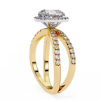 Cushion Cut Lab Diamond Split Shank Engagement Ring