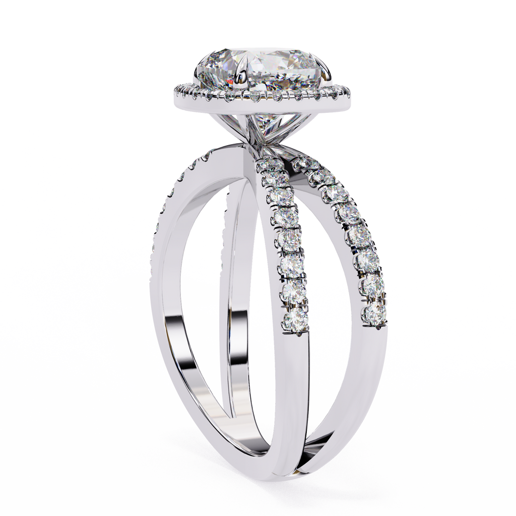 Cushion Cut Lab Diamond Split Shank Engagement Ring