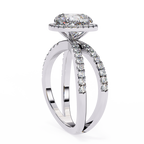 Cushion Cut Lab Diamond Split Shank Engagement Ring