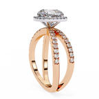 Cushion Cut Lab Diamond Split Shank Engagement Ring