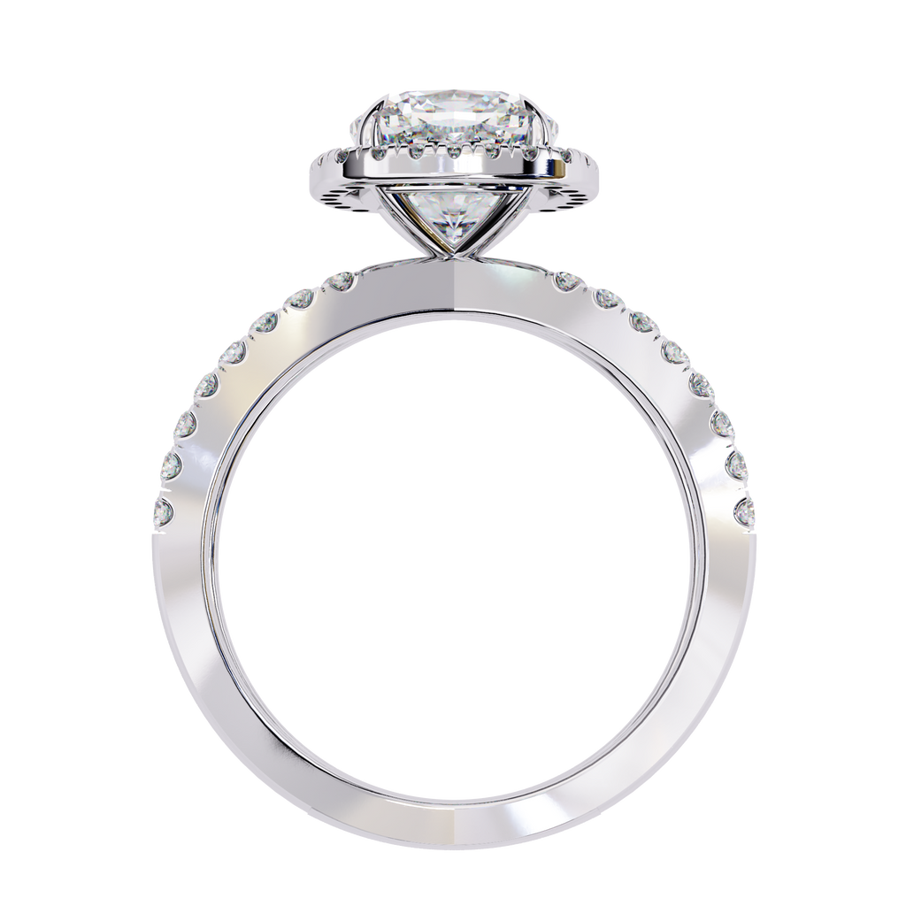 Cushion Cut Lab Diamond Split Shank Engagement Ring