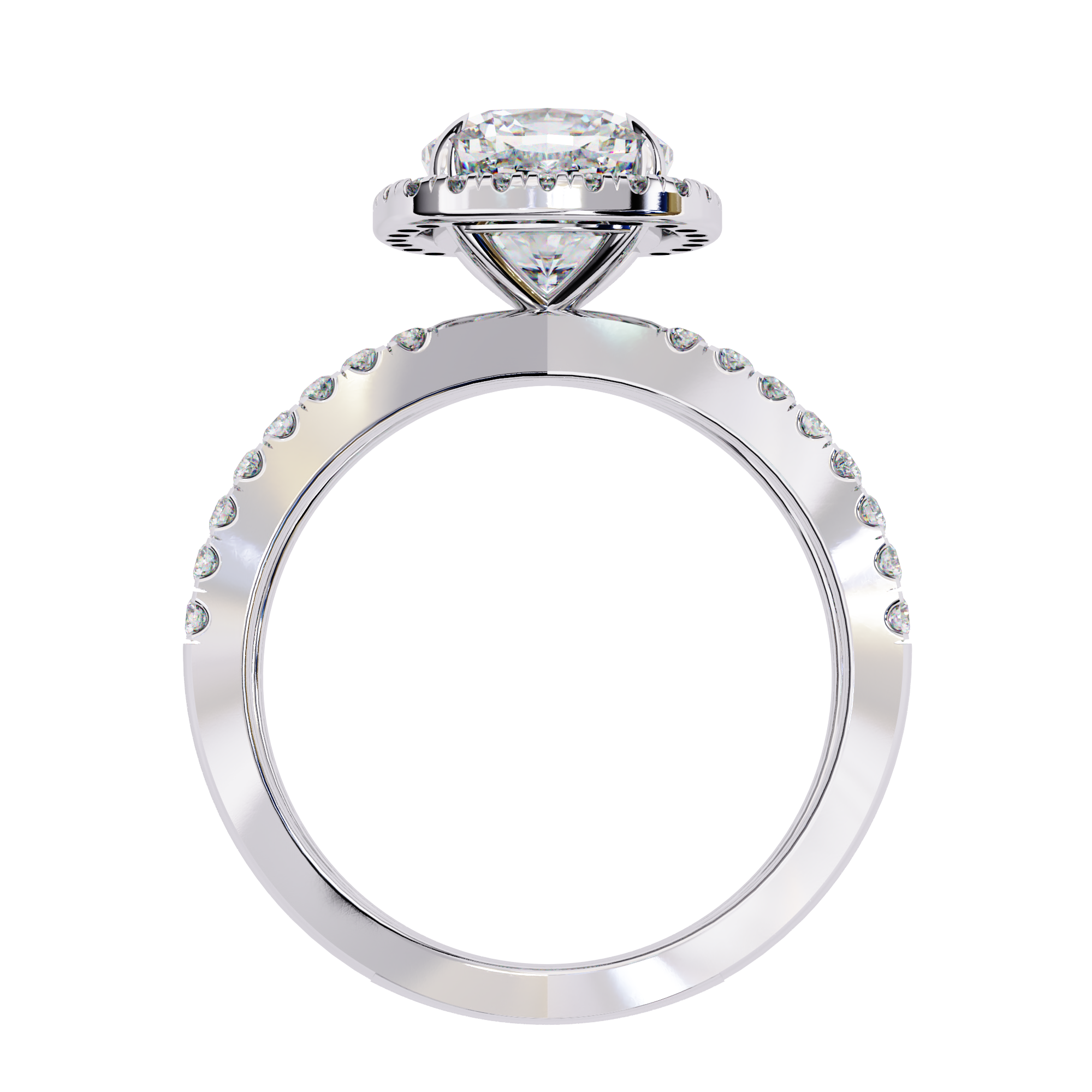 Cushion Cut Lab Diamond Split Shank Engagement Ring