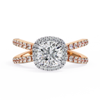 Cushion Cut Lab Diamond Split Shank Engagement Ring