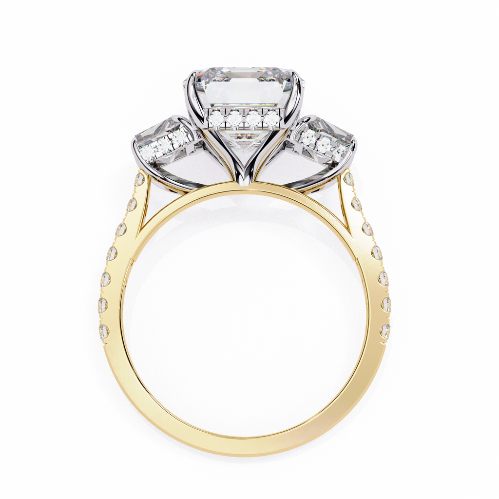 Emerald Cut Lab Diamond Three Stone Ring
