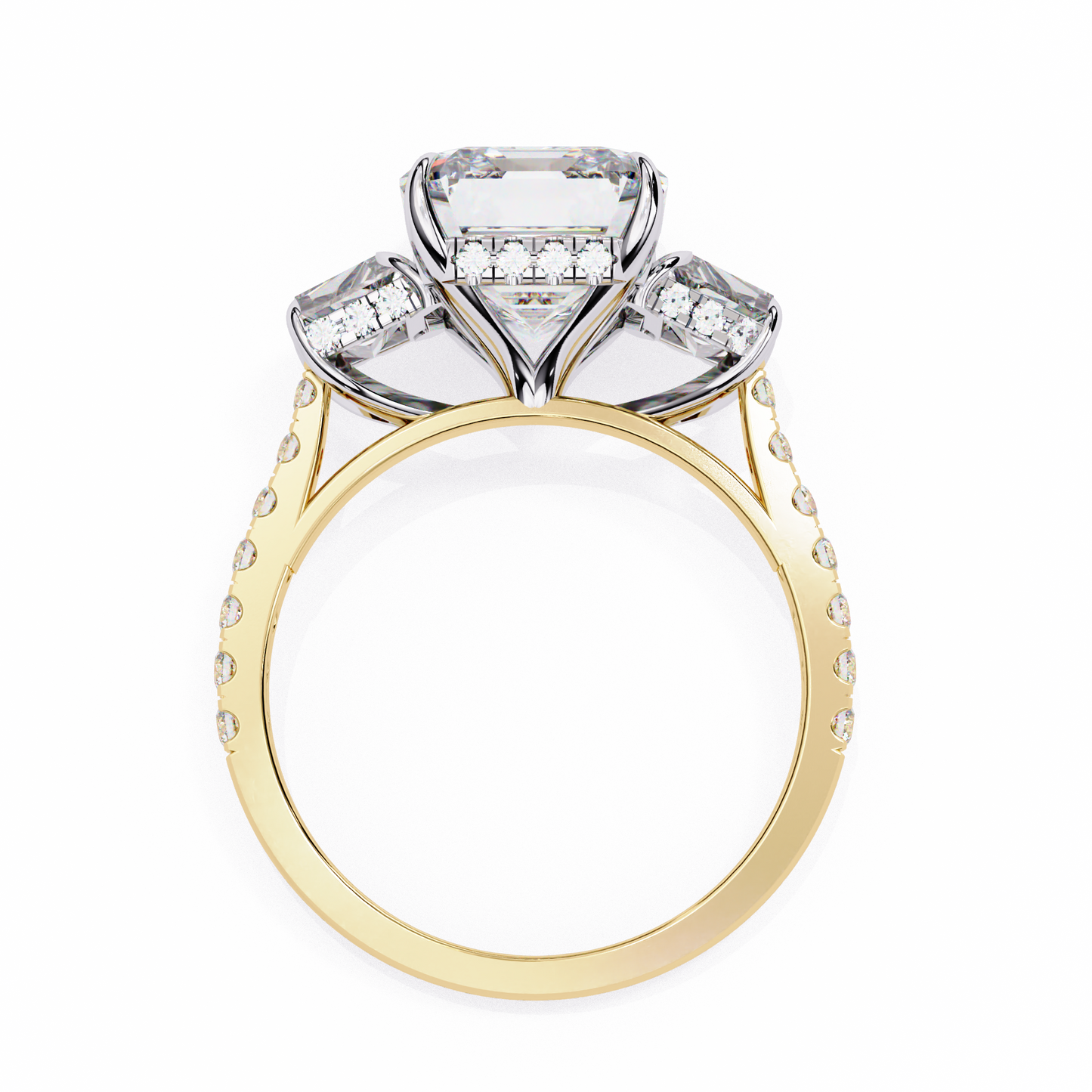 Emerald Cut Lab Diamond Three Stone Ring