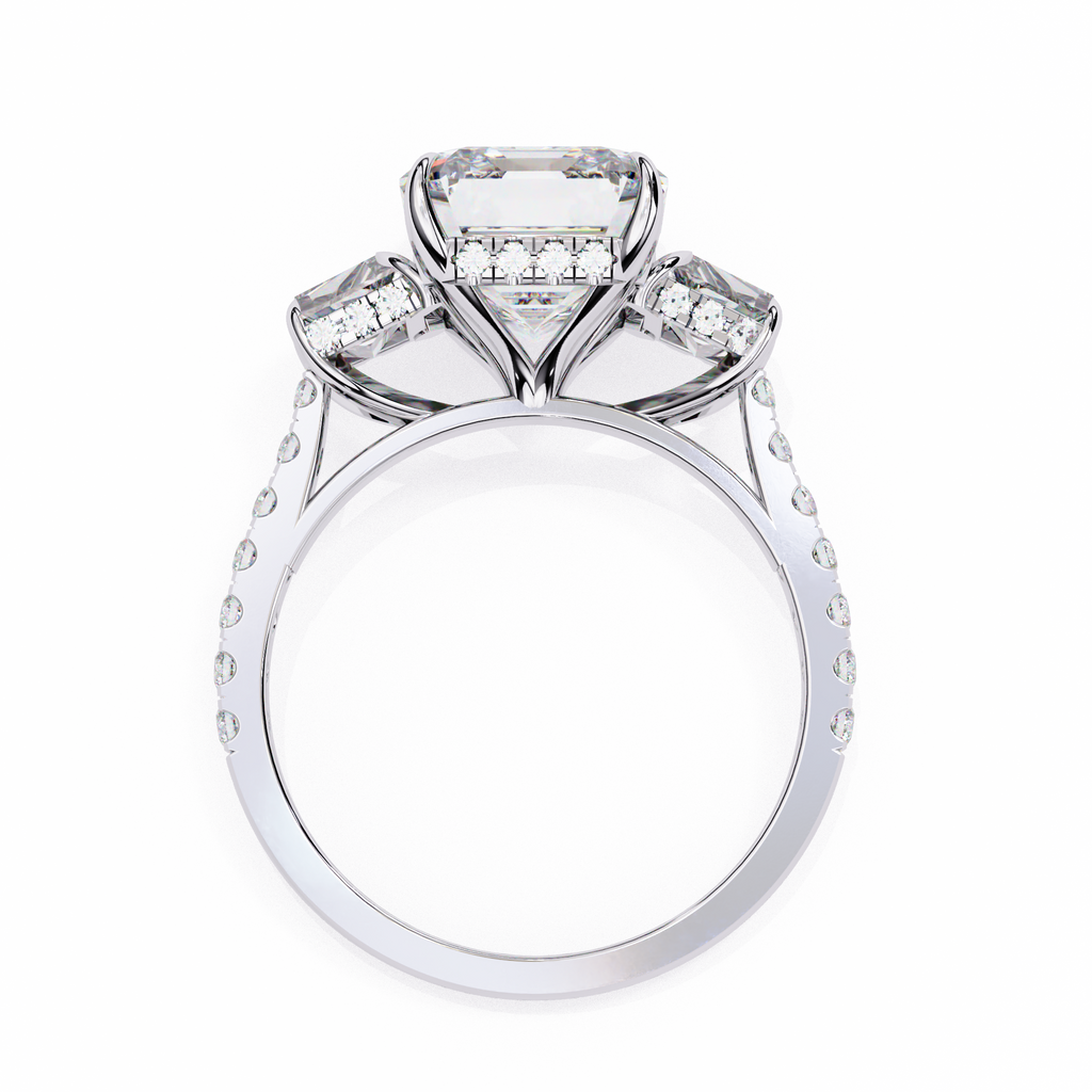 Emerald Cut Lab Diamond Three Stone Ring