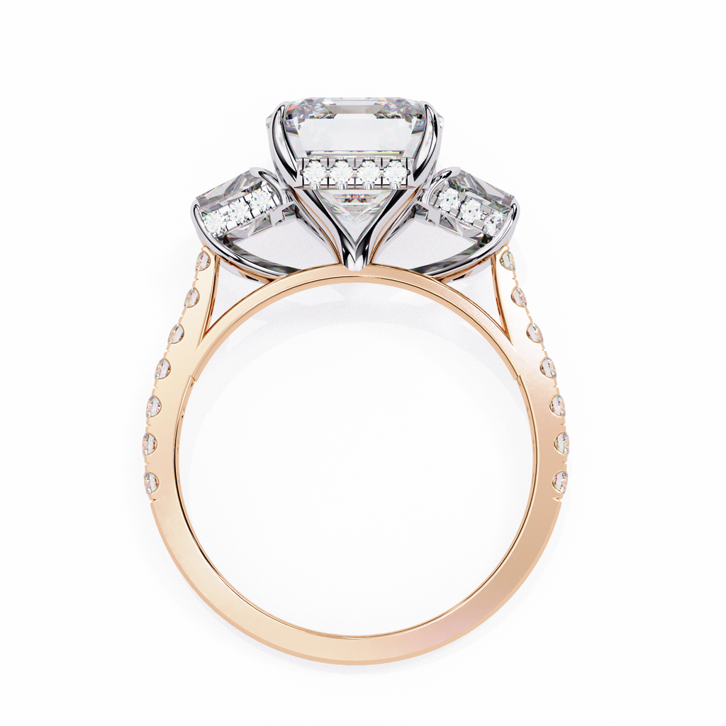 Emerald Cut Lab Diamond Three Stone Ring