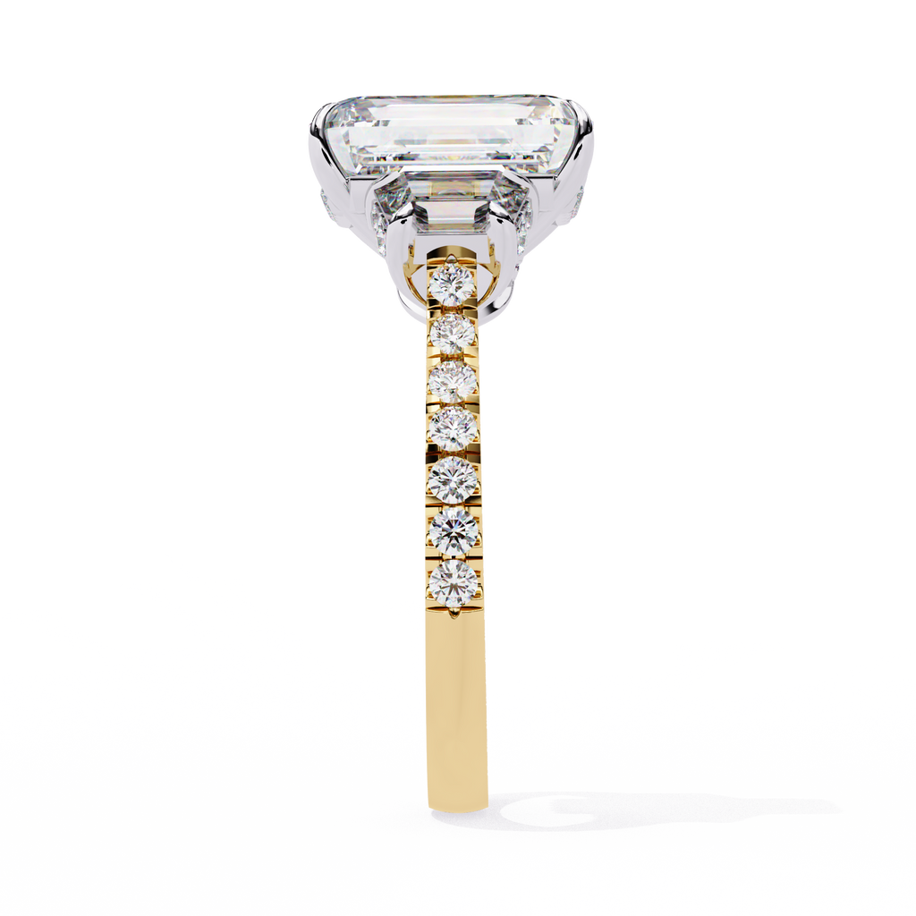 Emerald Cut Lab Diamond Three Stone Ring