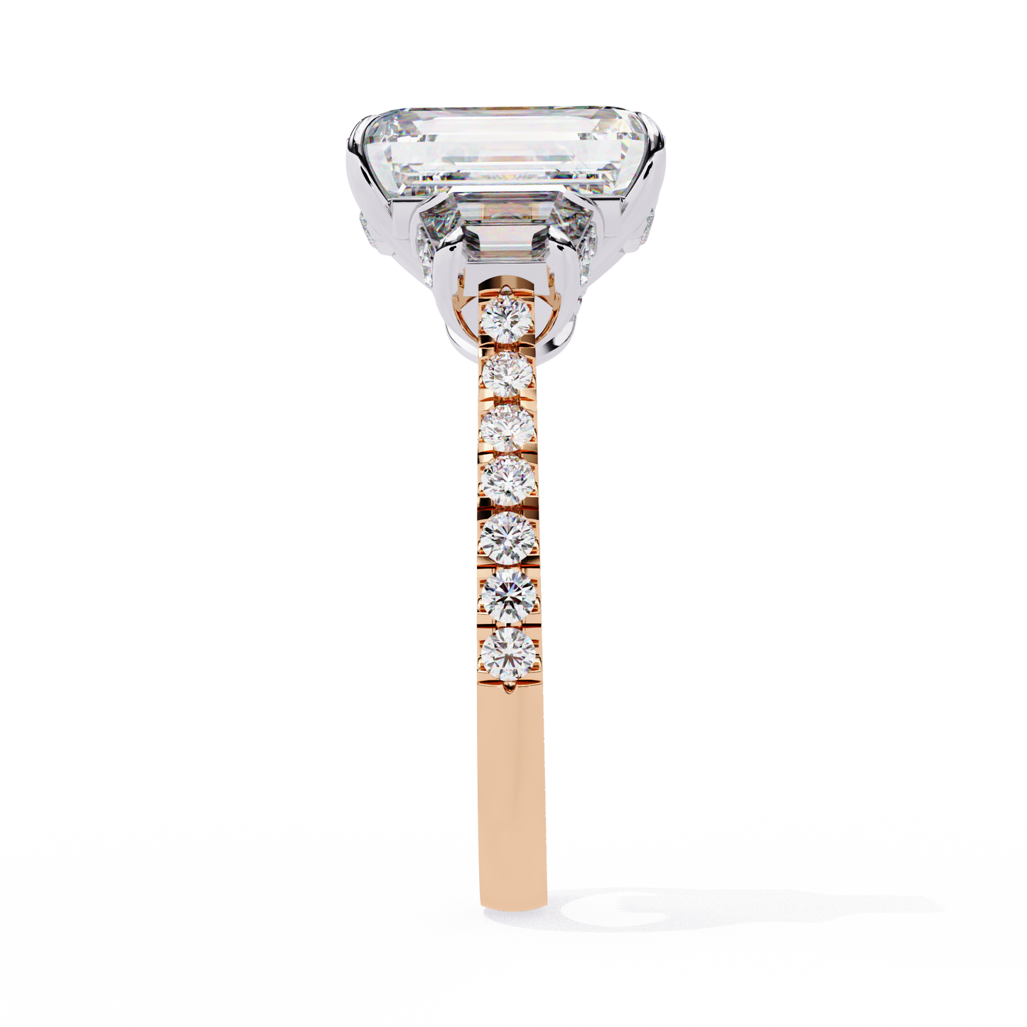 Emerald Cut Lab Diamond Three Stone Ring