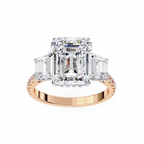 Emerald Cut Lab Diamond Three Stone Ring