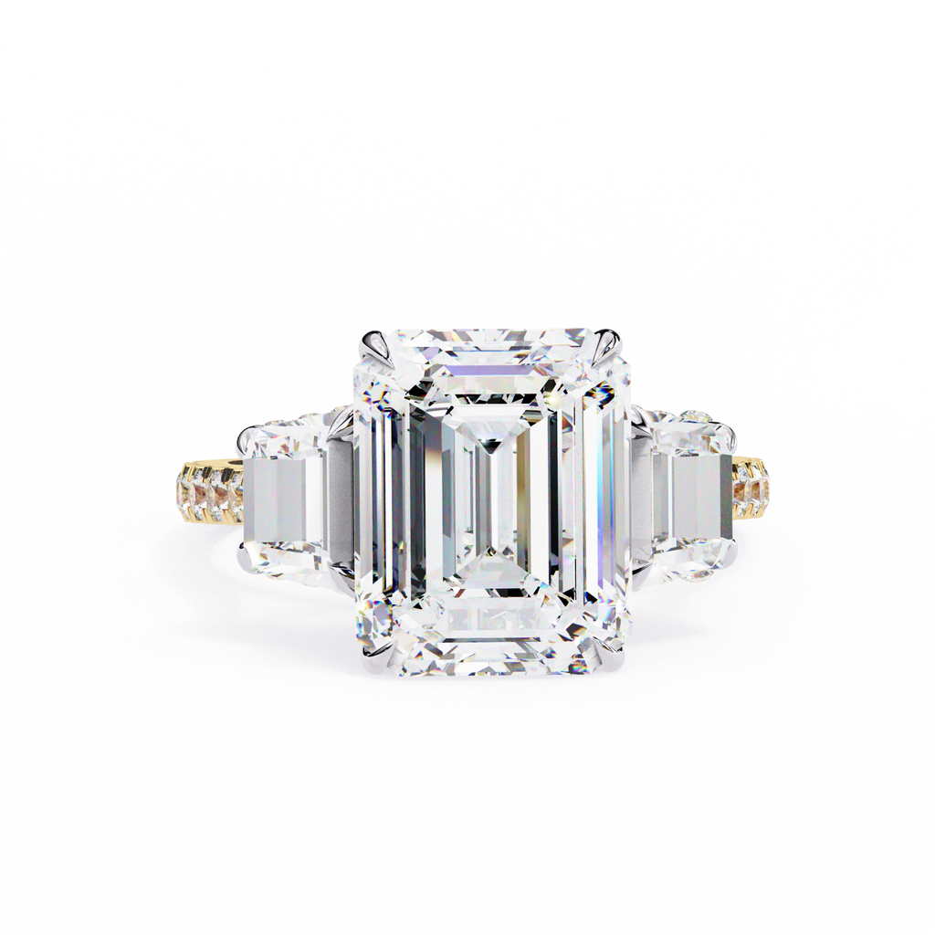 Emerald Cut Lab Diamond Three Stone Ring