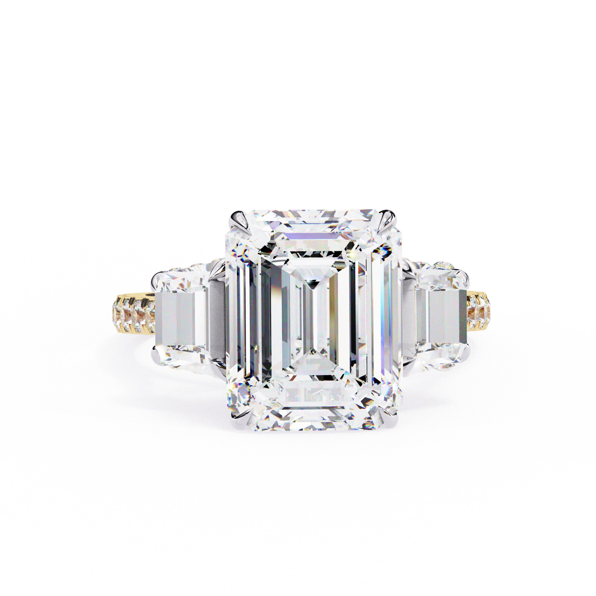 Emerald Cut Lab Diamond Three Stone Ring