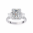 Emerald Cut Lab Diamond Three Stone Ring