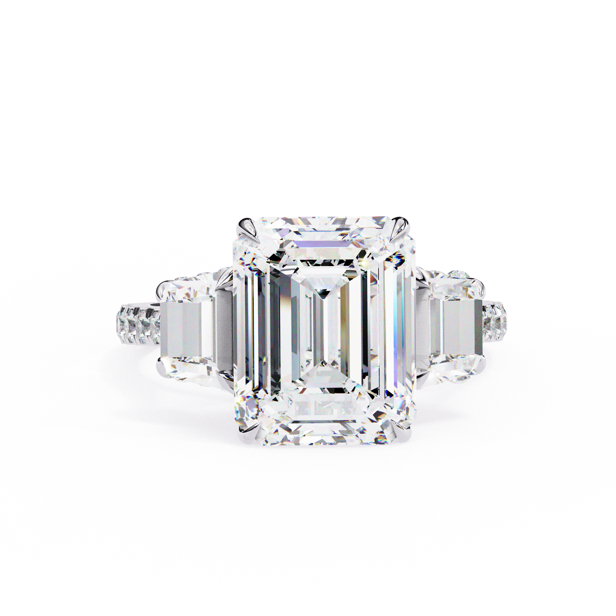 Emerald Cut Lab Diamond Three Stone Ring