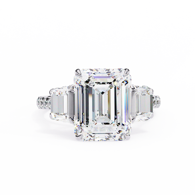 Emerald Cut Lab Diamond Three Stone Ring
