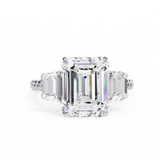 Emerald Cut Lab Diamond Three Stone Ring