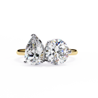 Round And Pear cut Lab Diamond Two Stone Ring
