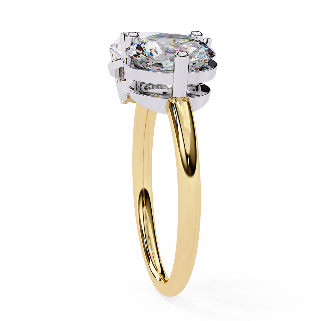Round And Pear cut Lab Diamond Two Stone Ring