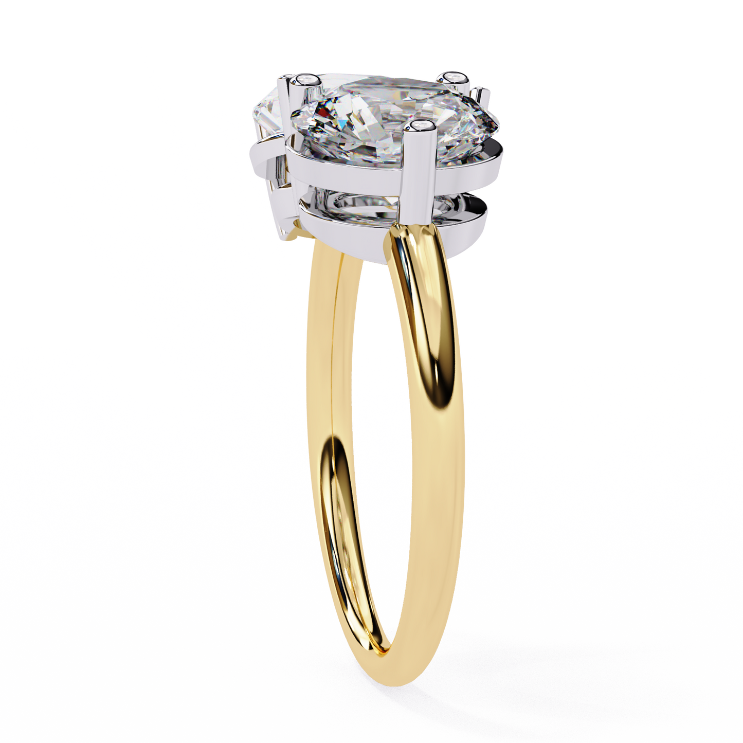 Round And Pear cut Lab Diamond Two Stone Ring