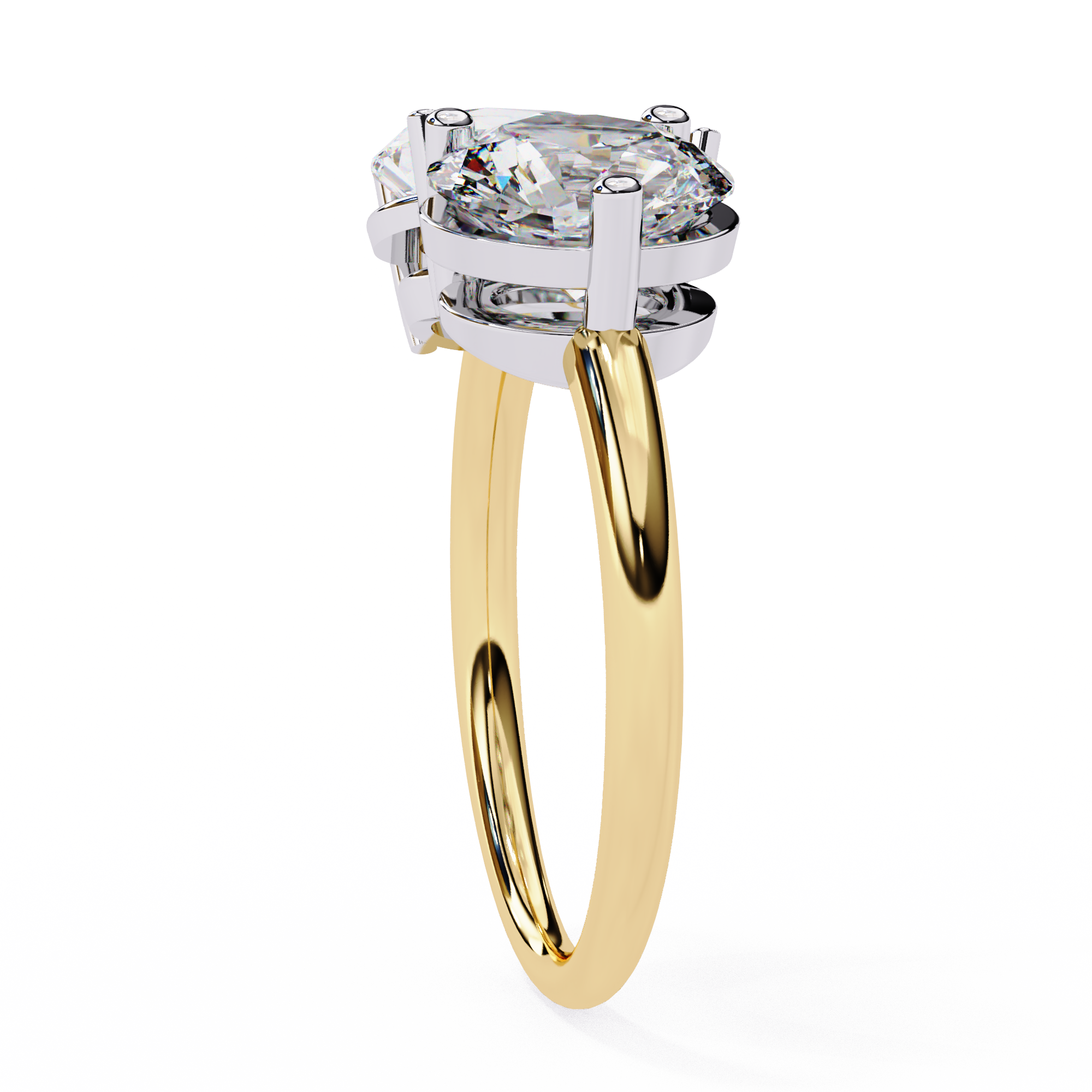 Round And Pear cut Lab Diamond Two Stone Ring