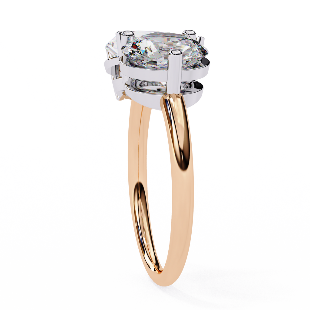 Round And Pear cut Lab Diamond Two Stone Ring