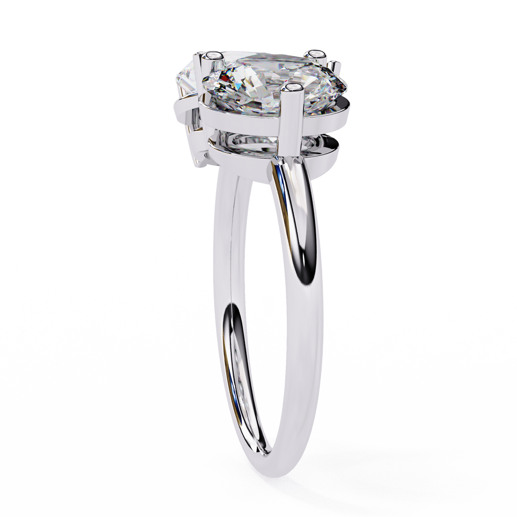 Round And Pear cut Lab Diamond Two Stone Ring