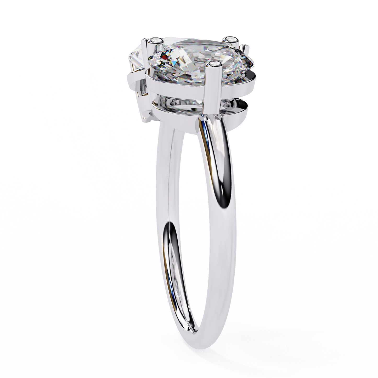 Round And Pear cut Lab Diamond Two Stone Ring