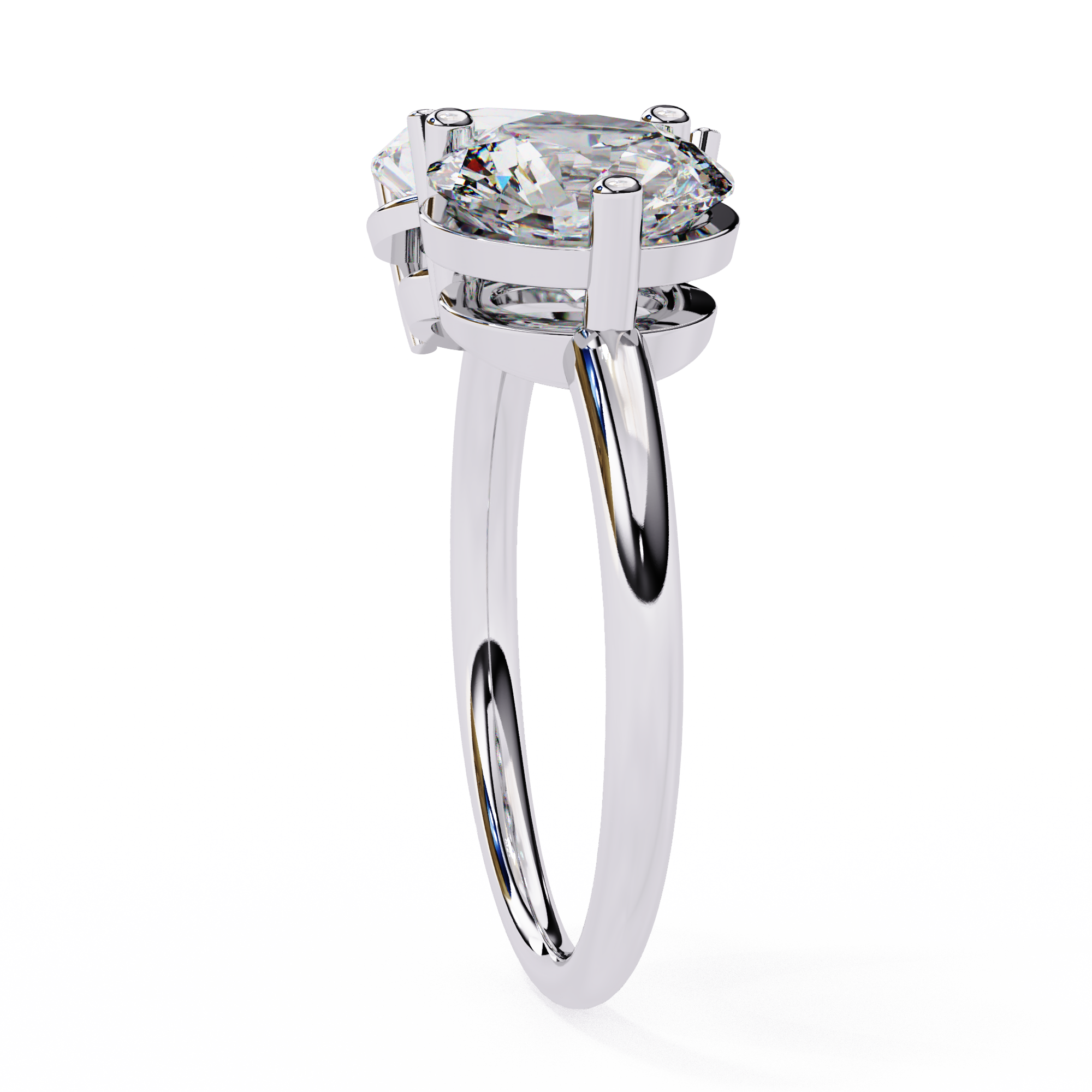 Round And Pear cut Lab Diamond Two Stone Ring