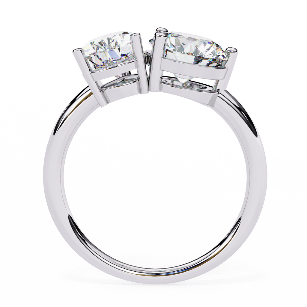 Round And Pear cut Lab Diamond Two Stone Ring