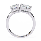 Round And Pear cut Lab Diamond Two Stone Ring
