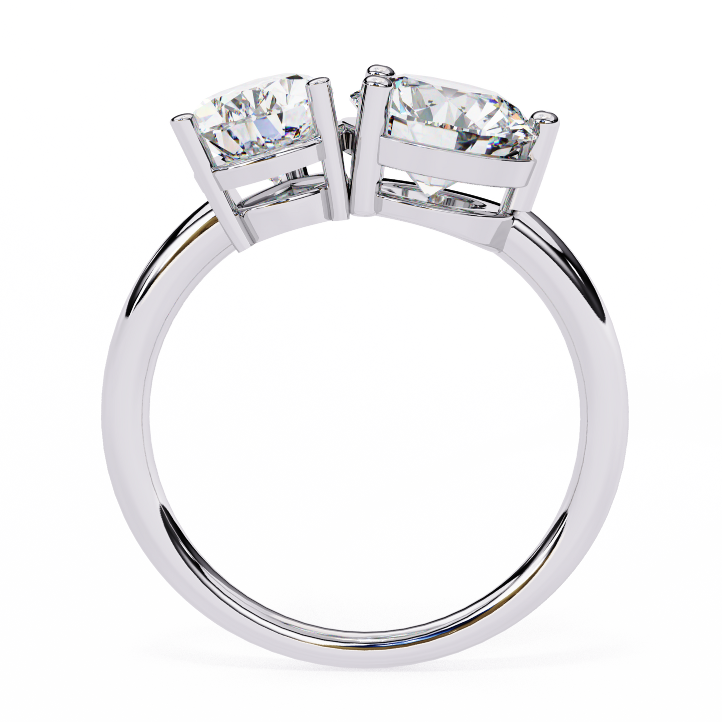 Round And Pear cut Lab Diamond Two Stone Ring