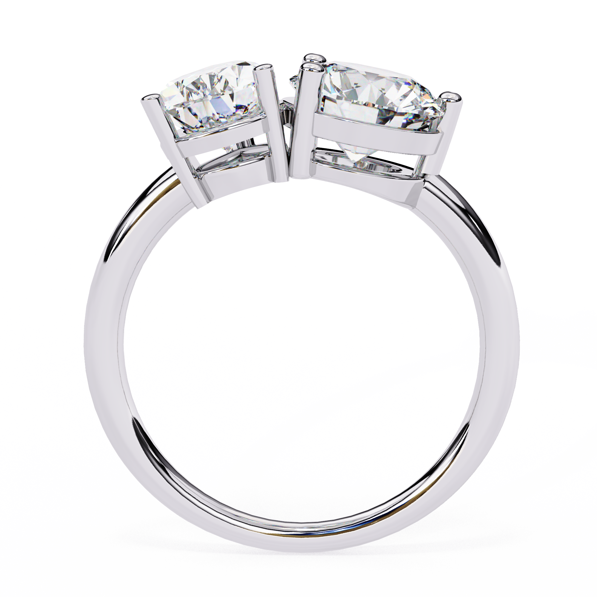 Round And Pear cut Lab Diamond Two Stone Ring