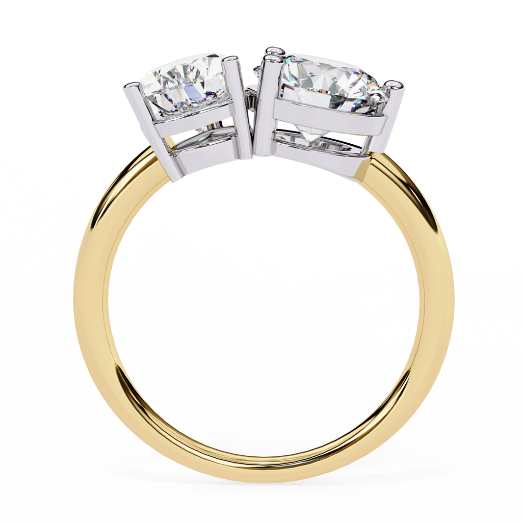 Round And Pear cut Lab Diamond Two Stone Ring