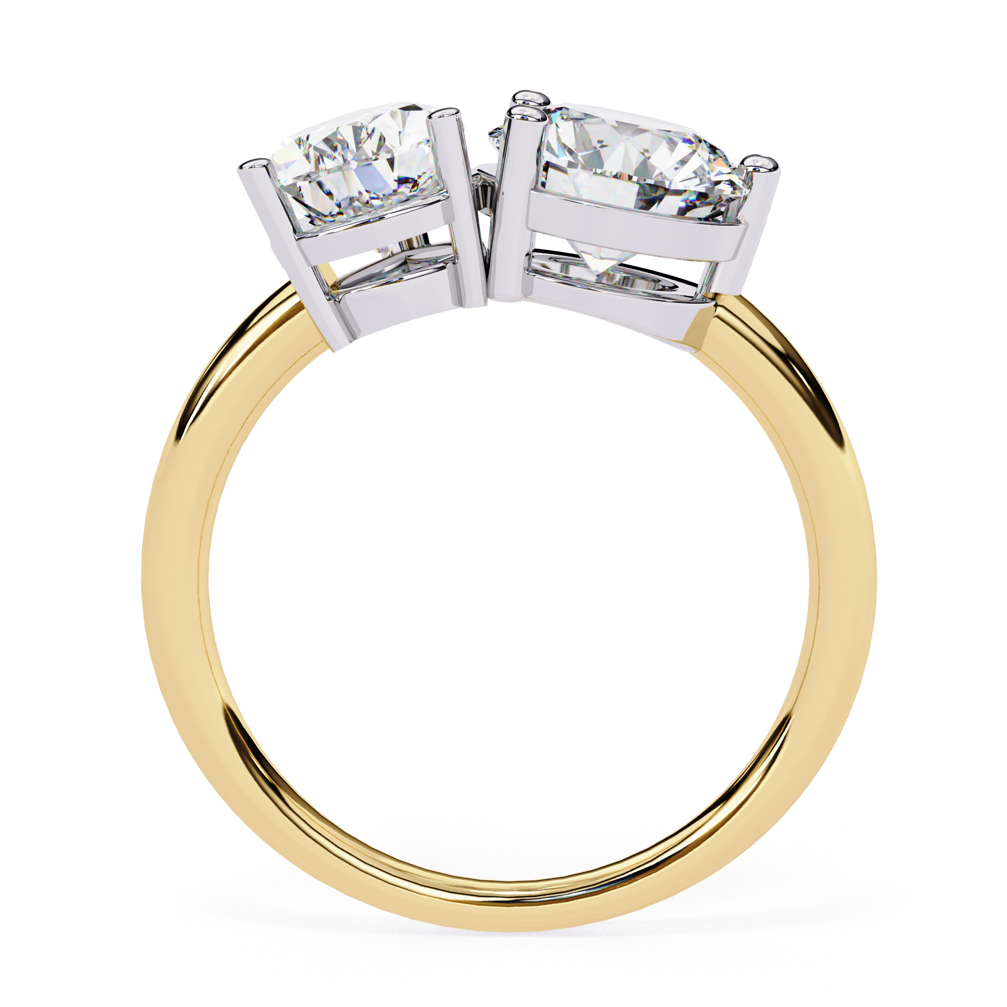 Round And Pear cut Lab Diamond Two Stone Ring