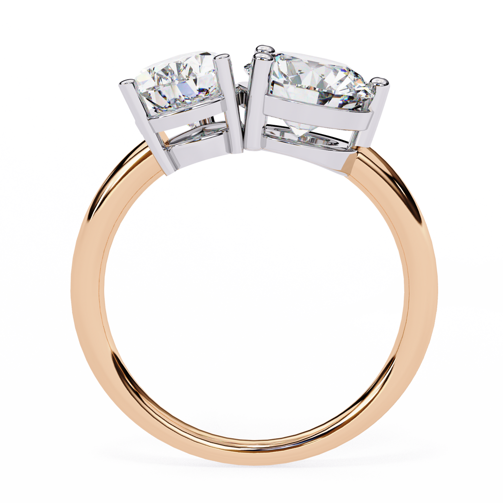 Round And Pear cut Lab Diamond Two Stone Ring
