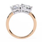 Round And Pear cut Lab Diamond Two Stone Ring