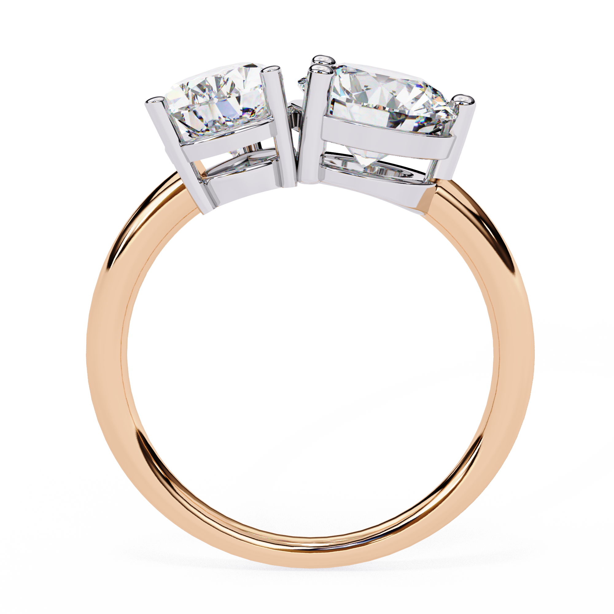 Round And Pear cut Lab Diamond Two Stone Ring