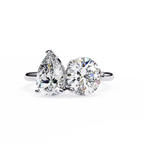 Round And Pear cut Lab Diamond Two Stone Ring