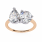 Round And Pear cut Lab Diamond Two Stone Ring