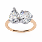 Round And Pear cut Lab Diamond Two Stone Ring