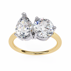 Round And Pear cut Lab Diamond Two Stone Ring