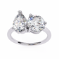Round And Pear cut Lab Diamond Two Stone Ring