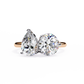 Round And Pear cut Lab Diamond Two Stone Ring