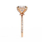 Princess and Round Diamond Halo Solitaire Ring