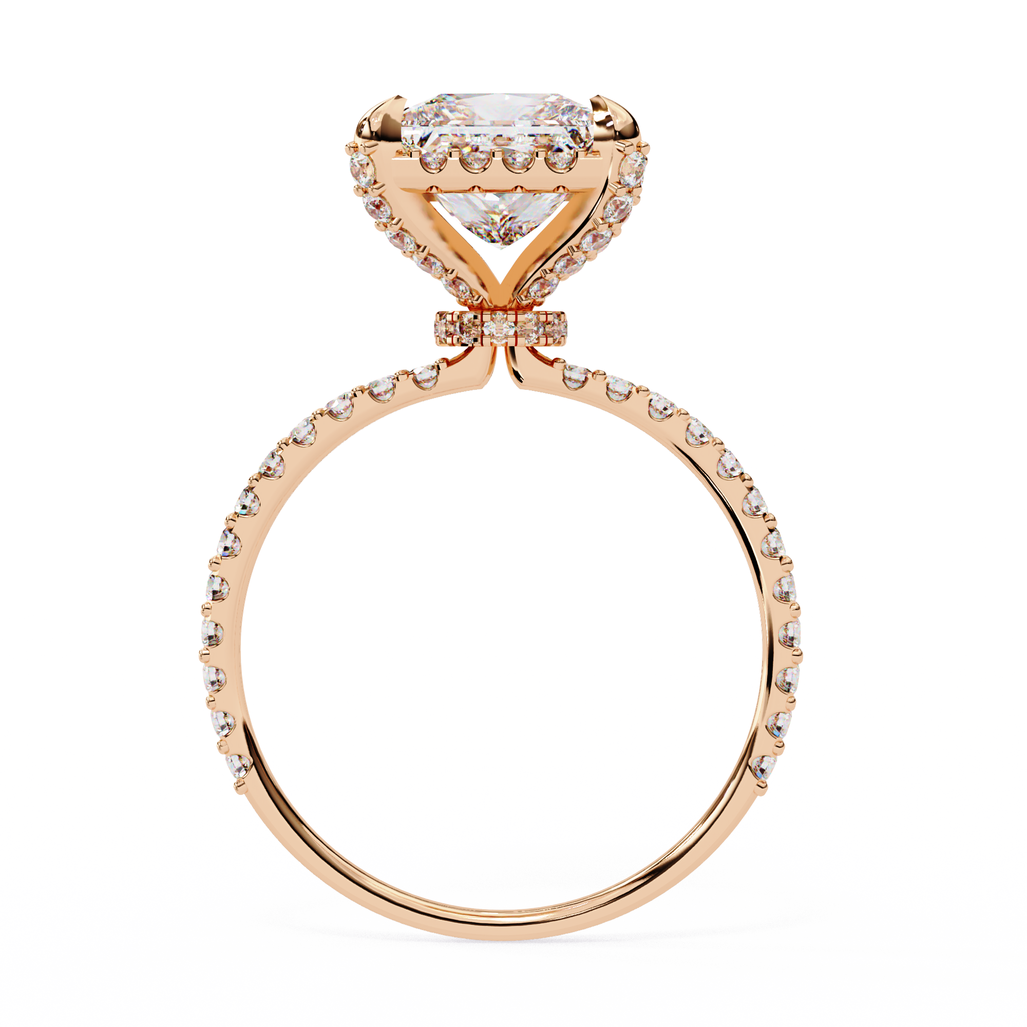 Princess and Round Diamond Halo Solitaire Ring