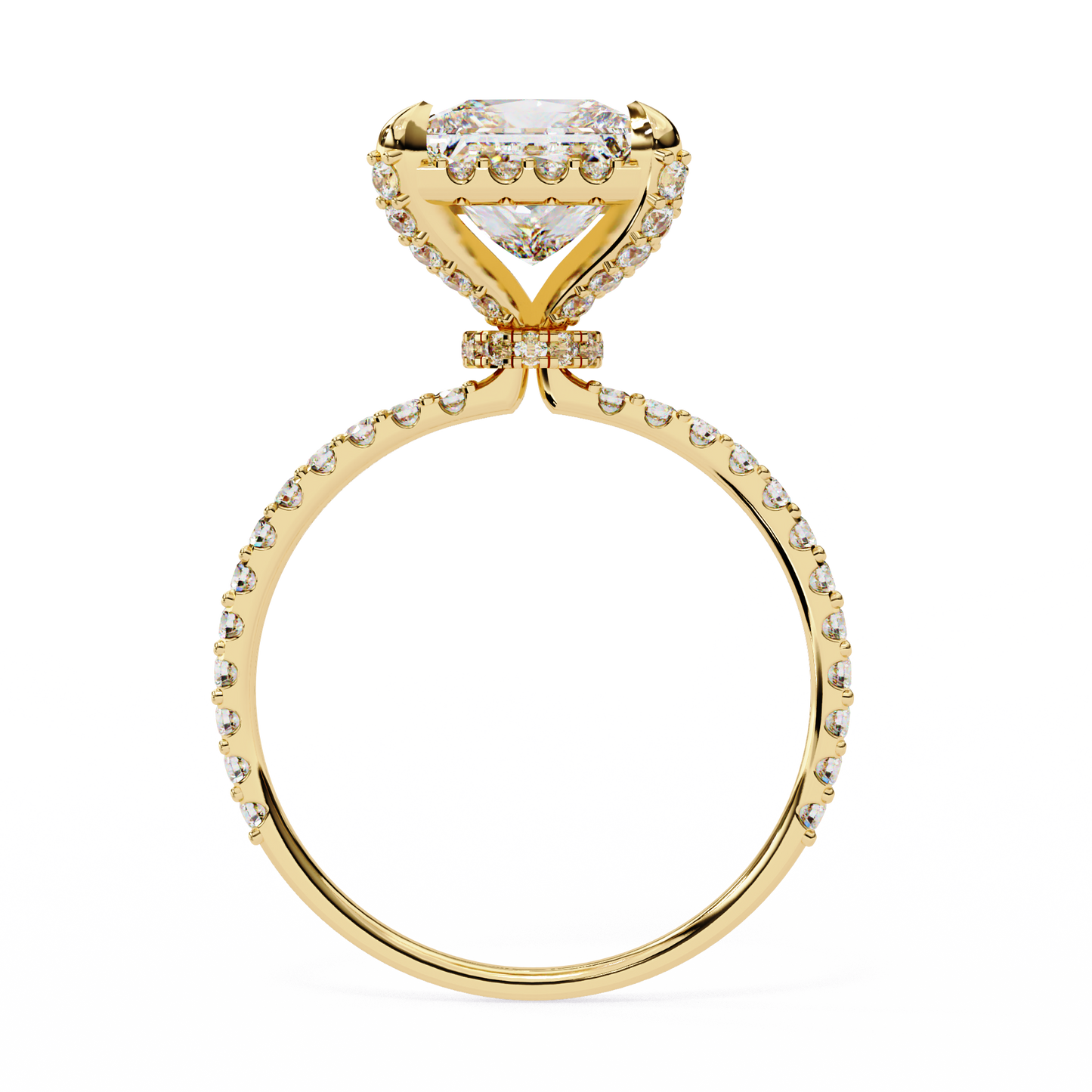 Princess and Round Diamond Halo Solitaire Ring