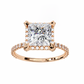 Princess and Round Diamond Halo Solitaire Ring
