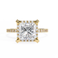Princess and Round Diamond Halo Solitaire Ring